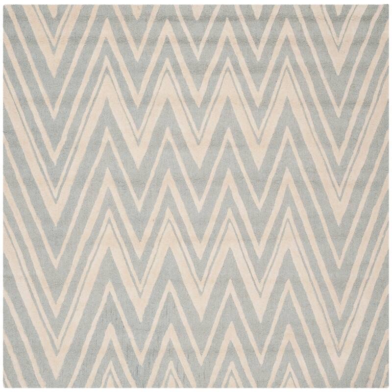 SAFAVIEH Handmade Cambridge Fumiko Modern Moroccan Wool Rug - 8' Square - Grey/Ivory