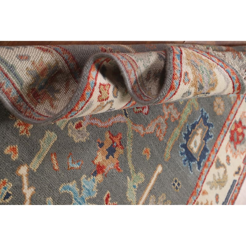 Gray Oushak Oriental Area Rug Handmade Geometric Wool Carpet - 4'0"x 6'0"