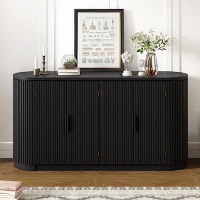 63" Black Storage Cabinet Entry Cabinet Buffet Cabinet Console Table