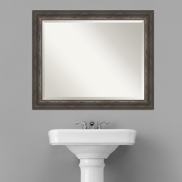 BED & BATH BEYOND ウォールミラー 　鏡　ミラー　46x56 Round Wavy Bathroom Mirror Deep Frame Decorative Mirror Wall