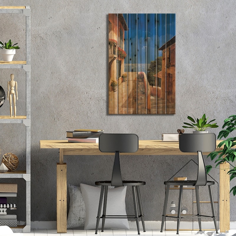 Villa By The Sea Print On Wood by Gilles Archambault - Multi-Color