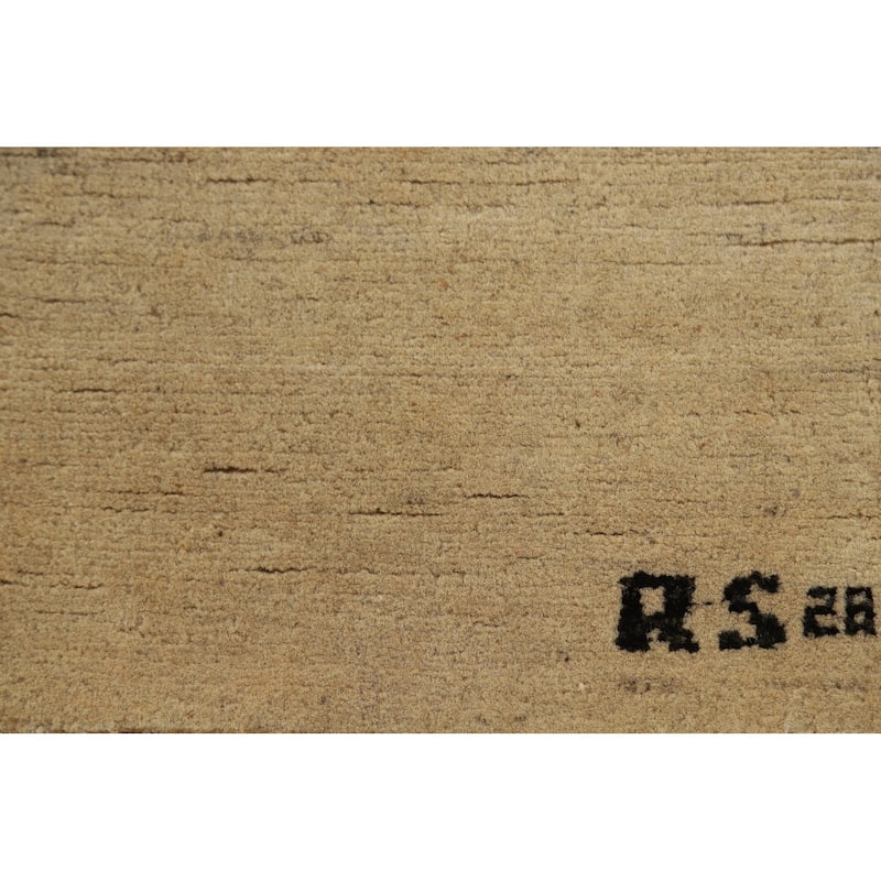 Gabbeh Modern Rug Hand-Knotted Wool Carpet - 4'0"x 5'9"