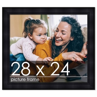 28x24 Frame Black Contemporary Wood Picture Frame with UV Resistant ...