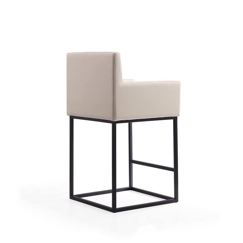 Manhattan Comfort Ambassador 38 in. Black Metal Counter Height Bar Stool (Set of 2)