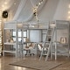 preview thumbnail 14 of 21, Wood Twin Size L-Shaped Loft Bed with Ladder and 2 Built-in L-Shaped Desks