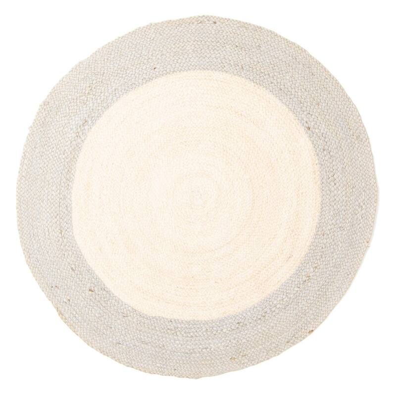 ECARPETGALLERY Braided Weave Palas Denizli Cream Jute Rug - 3'3 x 3'3