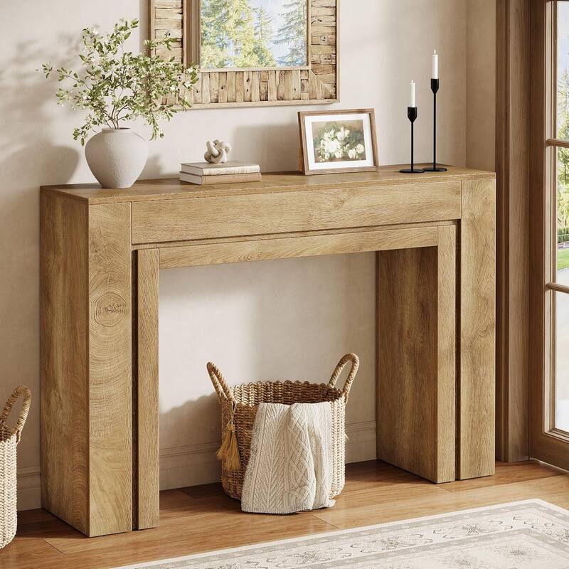 41.3-Inch Entryway Table, Rectangular Console Table, Modern Hallway Accent Table - LightBrown