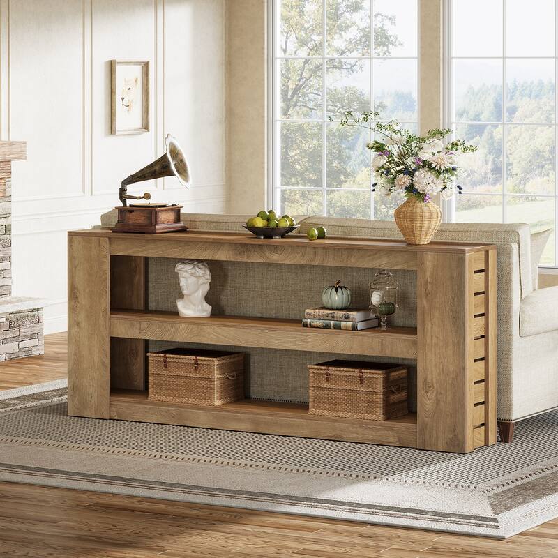 71-Inch Extra Long Console Table with 3-Tier Shelves for Entryway, Living Room, Behind thd Couch