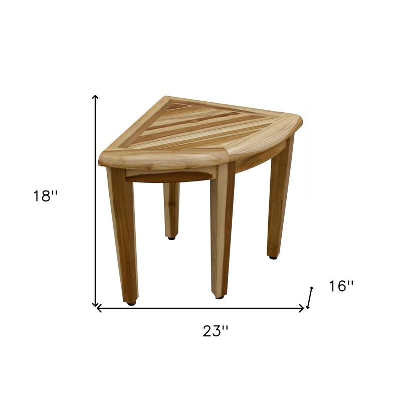 HomeRoots 23" Natural Teak Corner Shower Bench