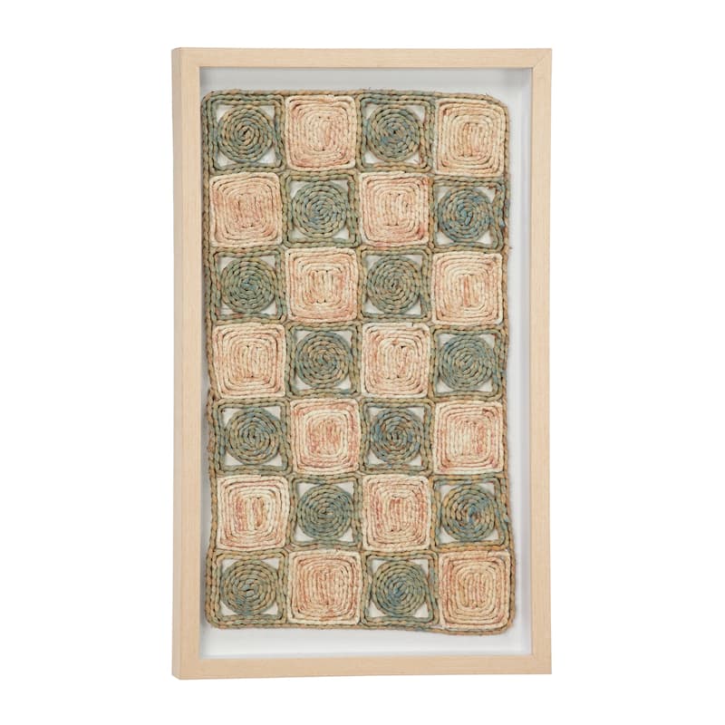 Large Rectangular Shadow Box w/ Checkerboard Rope Abstract Wall Art 18 x 30 - 18 x 2 x 30