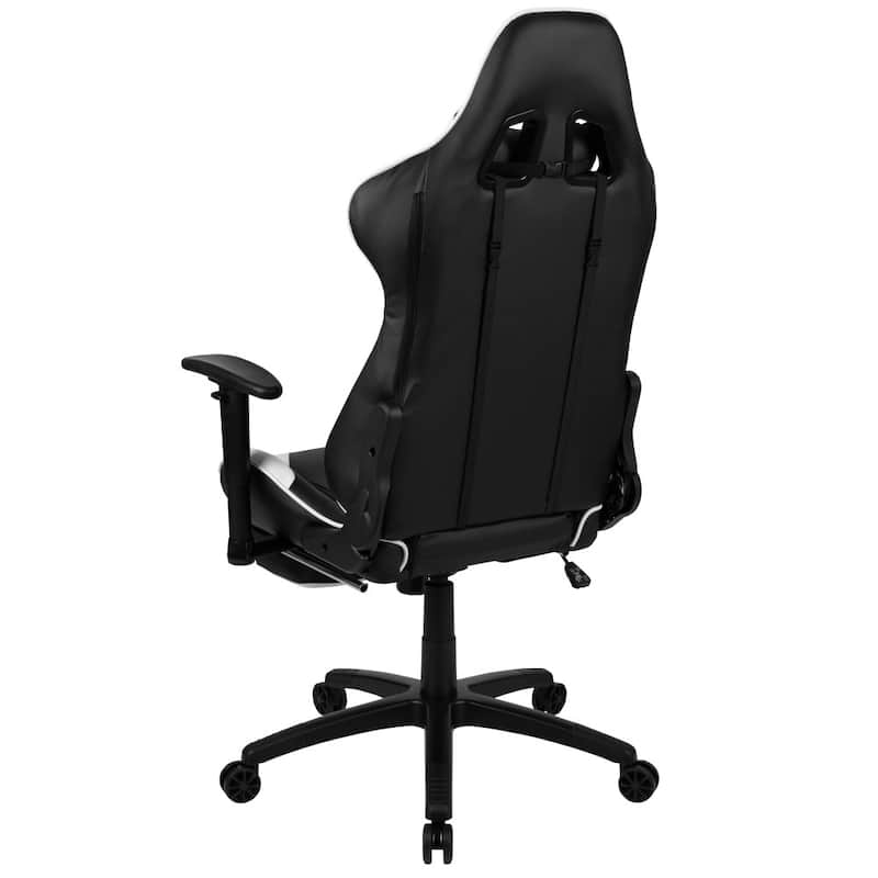 Racing Gaming Ergonomic Chair with Reclining Back, Footrest in LeatherSoft