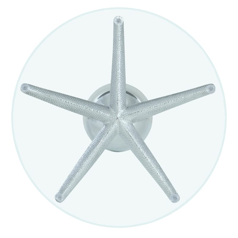 Sertori Silver Aluminum Glass Top Starfish Accent Table