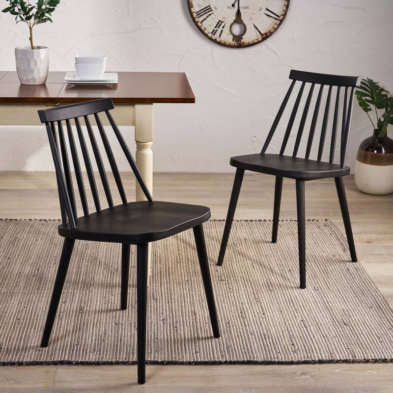 Farmhouse Spindle Back Dining Chairs, Set of 2