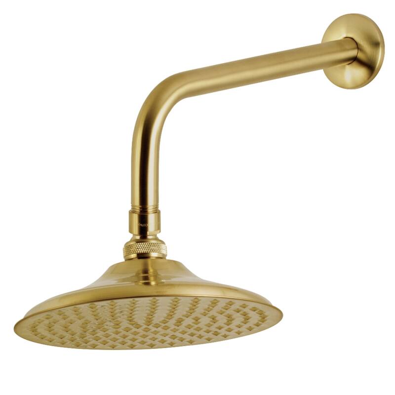 Kingston Brass Victorian 8-Inch Brass Shower Head with 12-Inch Shower Arm - Brushed Brass