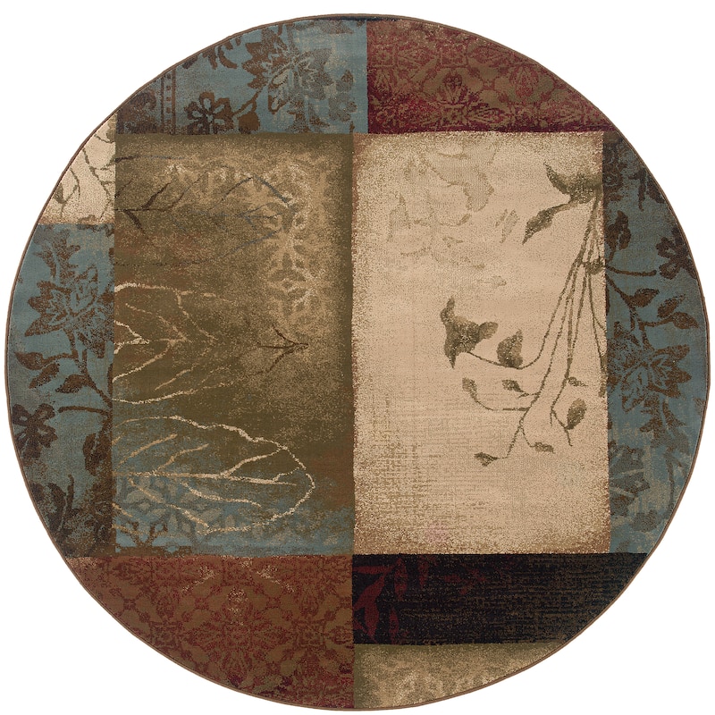 Vista Home Harlow Color Block Blue/Gold/Red Area Rug. - 7'8" Round - Round