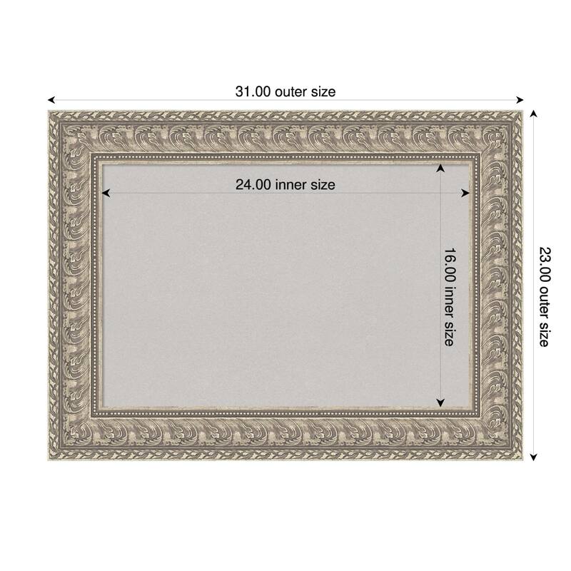 Sydney Silver Framed Cork Board - Bulletin Board, Organization Board, Pin Board - Grey - 31 x 23 in