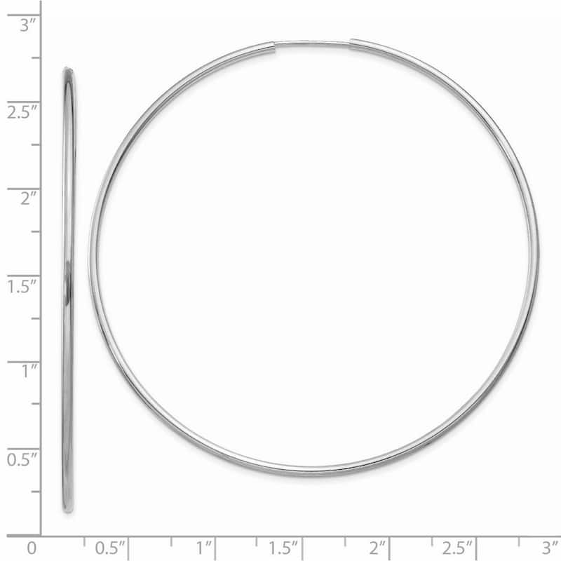 Curata 14k White Gold tube 1.5x64mm Polished Endless Hoop Earrings
