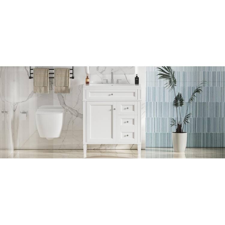 Freestanding Bathroom Vanities, Multipurpose Bathroom Storage Cabinet, Bathroom Vanity with Top Sink & 1 Tip-Out Drawer