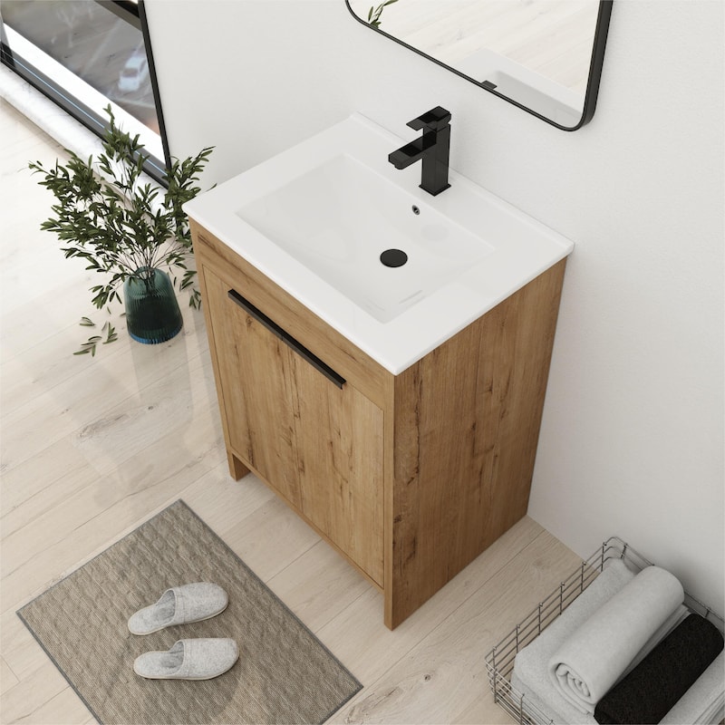 Bathroom Vanity With Sink In 24/30/36 Inch, Freestanding Bathroom Vanity With Soft Close Door and Adjustable Shelf