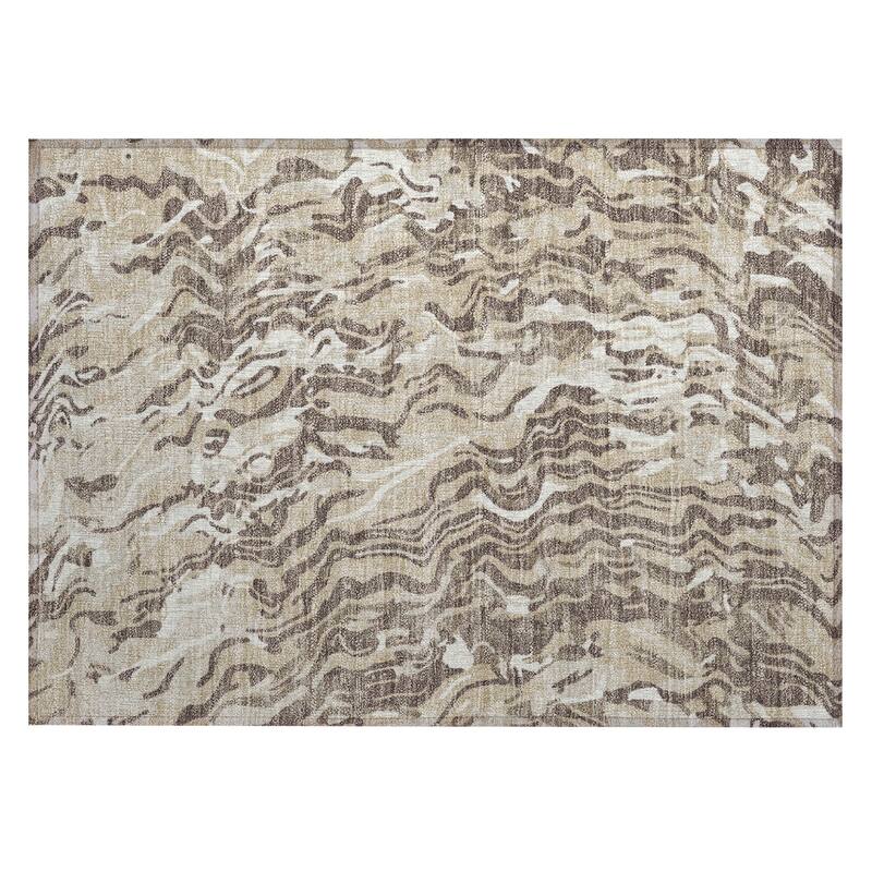 Machine Washable Indoor/ Outdoor Abstract Flow Chantille Rug