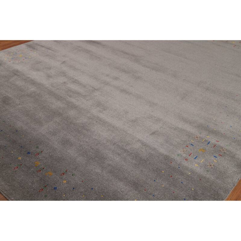 Tribal Gray Gabbeh Oriental Area Rug Handmade Wool Carpet - 8'2" x 9'11"