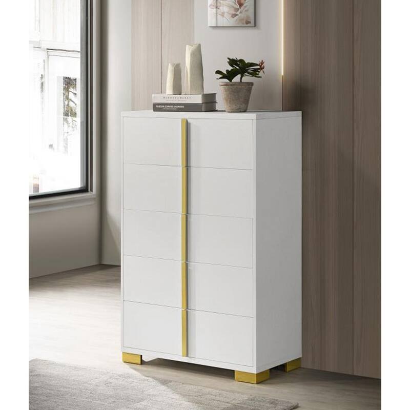 5 Drawers Wooden Chest with Metal Hardware