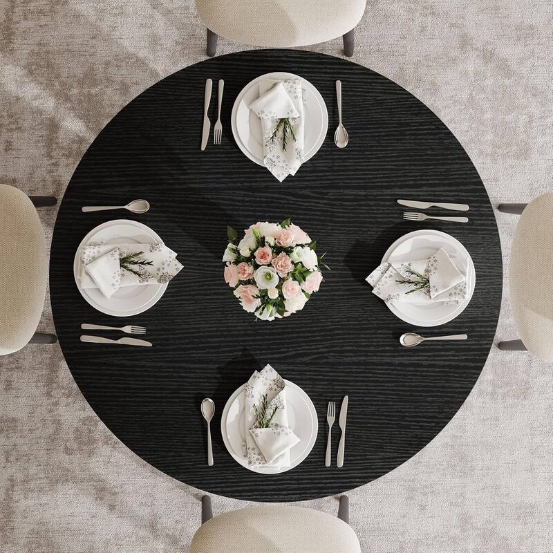 39.4-inch Wood Round Kitchen/Dining Table for 4 People Dining/Living Room