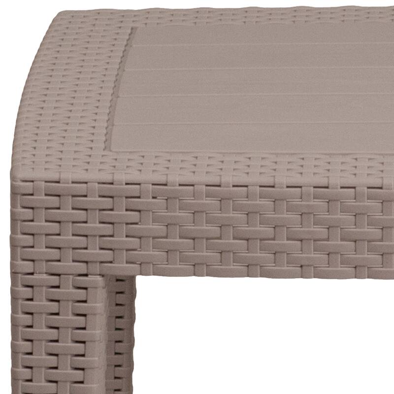 Plank-Top Rattan Coffee Table