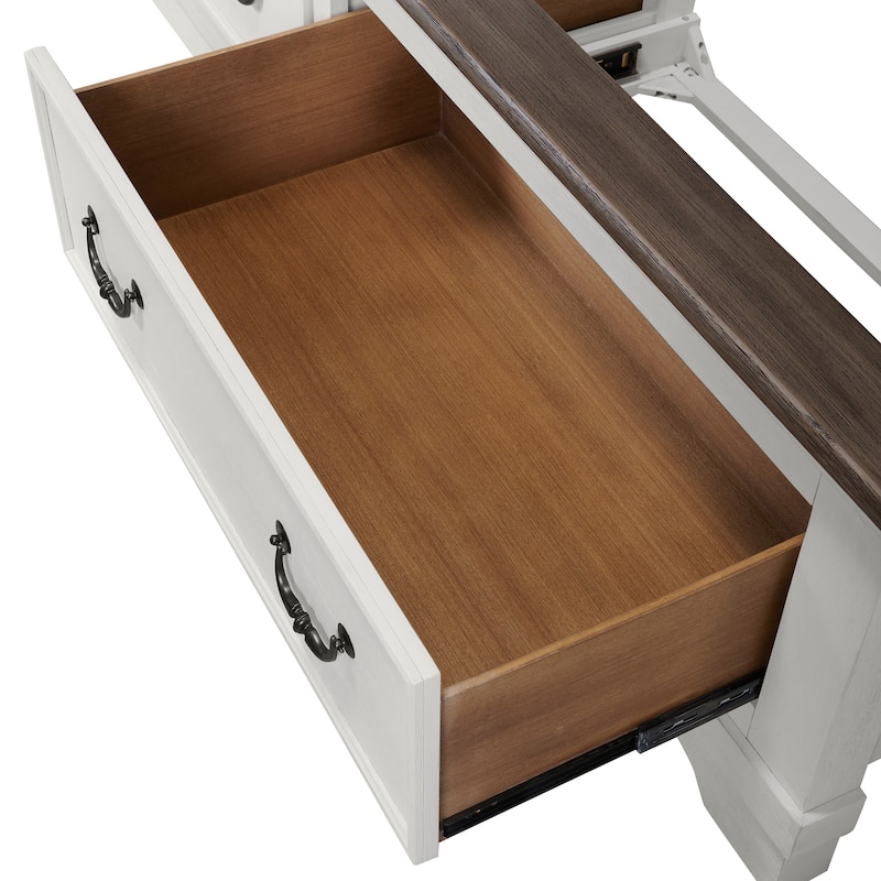 Furniture of America Eryndor Modern Farmhouse 5-Piece White Solid Wood Platform Bedroom Set