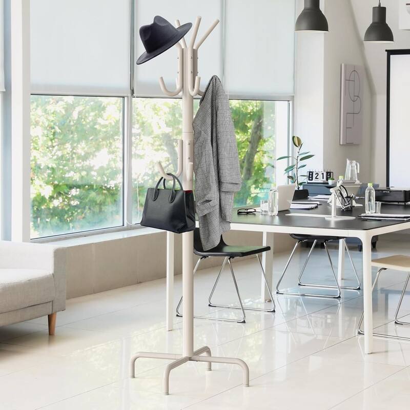 12 Hooks Standing Coat and Hat Hanger Organizer Rack