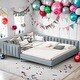 preview thumbnail 1 of 14, Multi-functional Upholstered Platform Bed Mother & Child Bed, Queen Size & Twin XL Size Grey