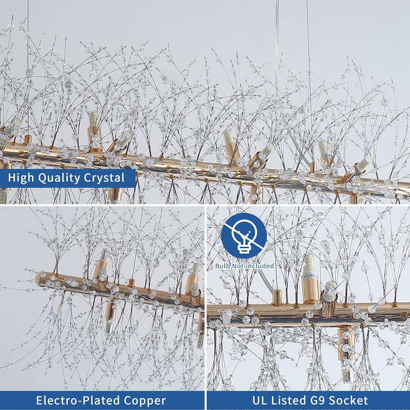 12-Light Modern Fireworks Crystal Chandelier for Dining Room