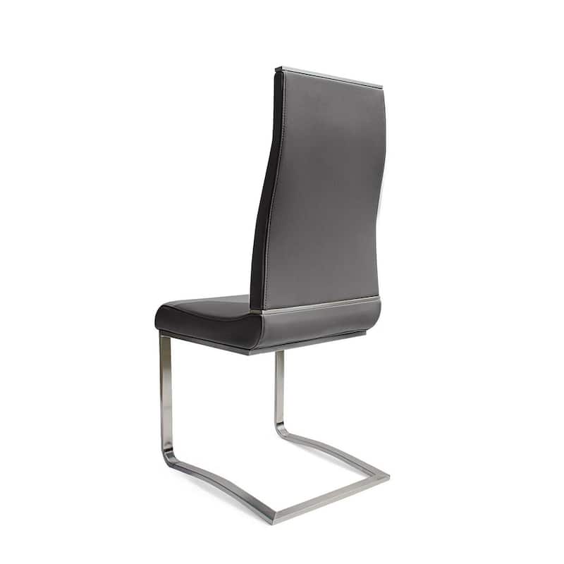Chrome/Gray Faux Leather Upholstered Metal Frame Dining Chair, Set of 2, Sturdy Dining Chair for Dining Rooms - 19