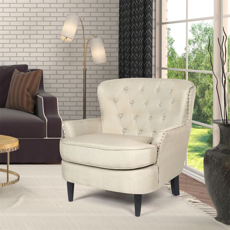 Adeco Modern Accent Chair Linen Sofa Chair - 34.4 "x34.4 "x34.2"