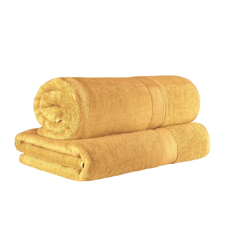 Blue Nile Mills Luxury 2-Piece Egyptian Cotton Bath Sheet Set, Thick Absorbent Oversized Bathroom Towels - Gold