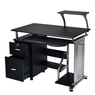 Overstockblack Computer Desk With Printer Shelf Pc Laptop Workstation Mdf Rectangular No Painted Residential Computer Desks Modern Contemporary Dailymail