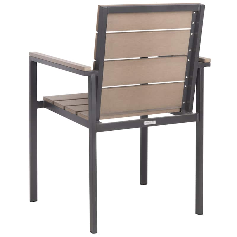 SAFAVIEH Outdoor Kennedi Chair - Taupe (Set of 2) - 23Wx22Dx33H