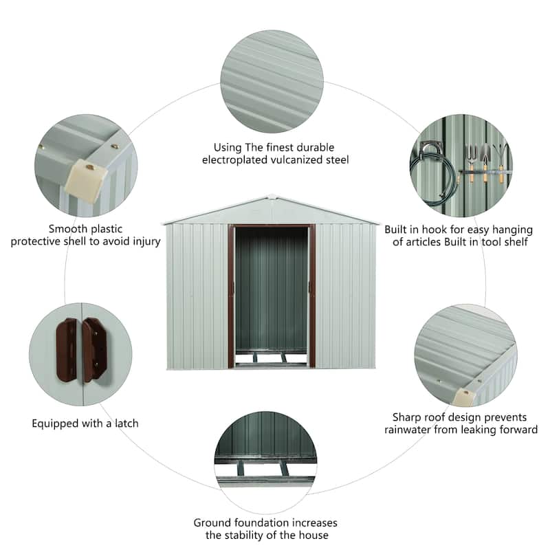 8 x 4FT White Outdoor Metal Storage Shed