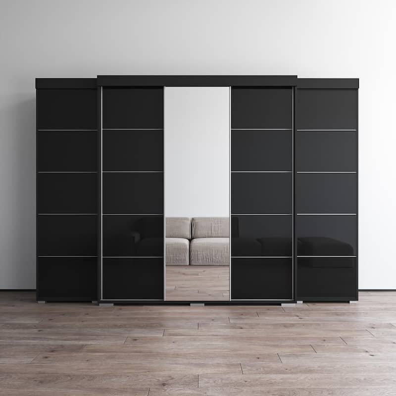 Aria 3D-EXEX Wardrobe with 1 Mirror - Black