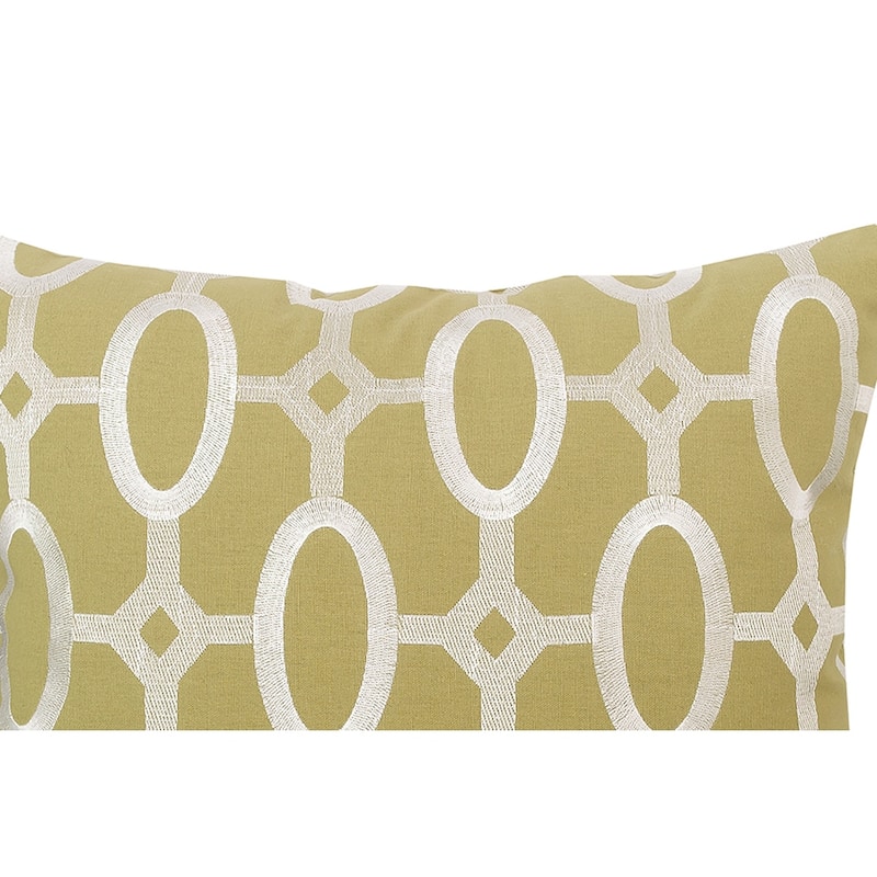 17" x 17" Cream on Green Tufted Pillow