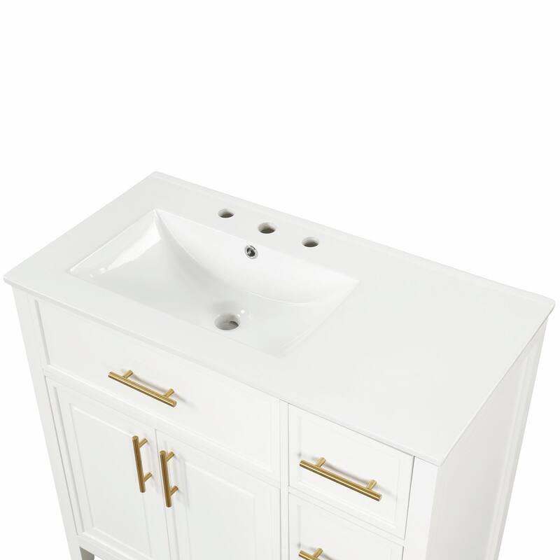 36" Bathroom Vanity with Sink Top, Cabinet with Two Doors and Three Drawers