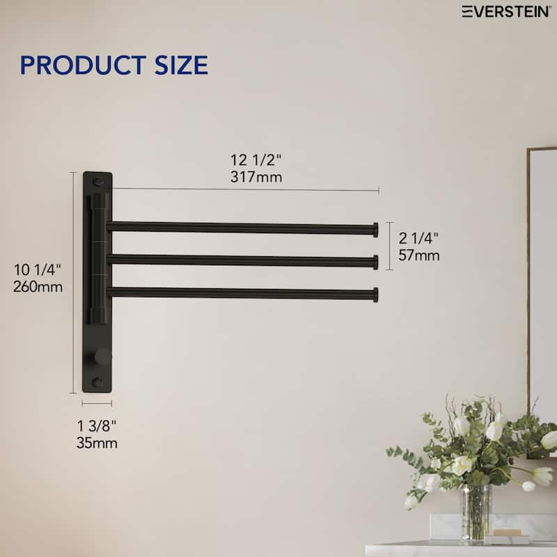 4-Arm Rust-Proof Swivel Towel Rack, 304 Stainless Steel with Hooks