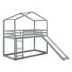 preview thumbnail 5 of 46, Twin Over Twin Bunk Bed with Roof, Slide & Ladder, Playhouse-Inspired Design, Safe & Fun, Multiple Installation Options, Grey