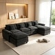 preview thumbnail 75 of 109, Modular Cloud Chenille Sectional Sofa with Ottomans, Deep Seat Convertible L-Shaped or U-Shaped Couch Black/4 Seats with 2 Ottomans - Symmetrical