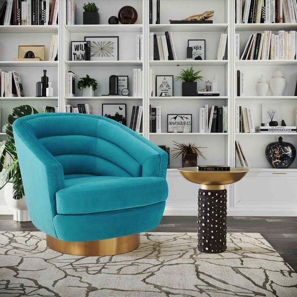 Shop Canyon Blue Velvet Swivel Chair On Sale Overstock 29139857