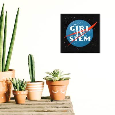 Wynwood Studio Prints Typography and Quotes Girl in Stem Logo Blue and Light Blue Modern & Contemporary Wall Art Canvas Print