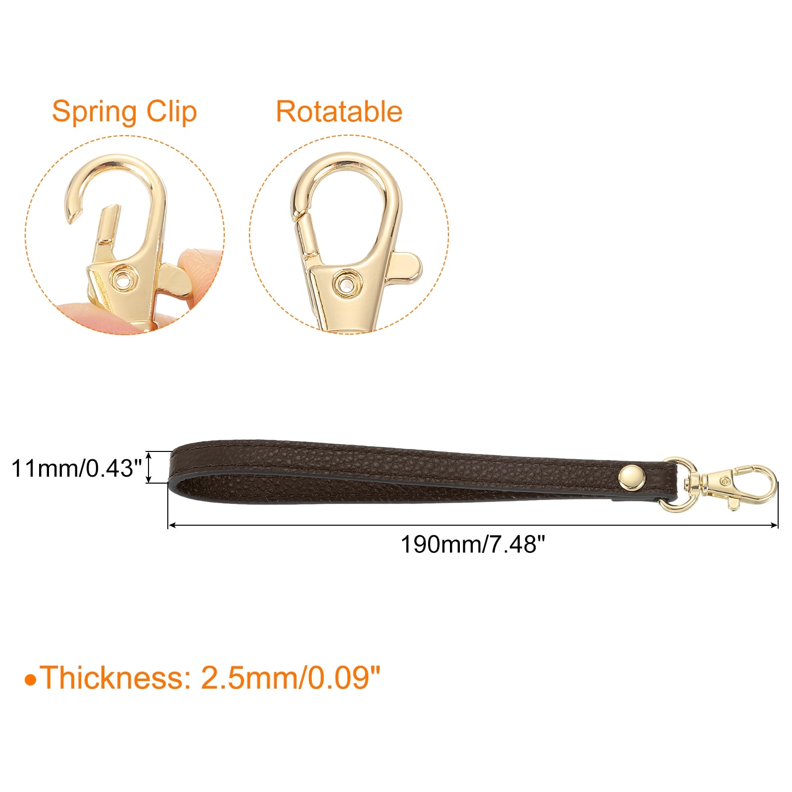 Leather Wristlet Strap, Lanyard Leather Replacement Wrist Strap - 7.48"