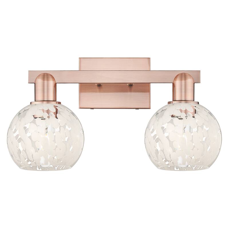 Innovations Lighting Endless Possibilities Arcadia - White Mouchette - 2 Light 17" Bath Vanity Light - Antique Copper
