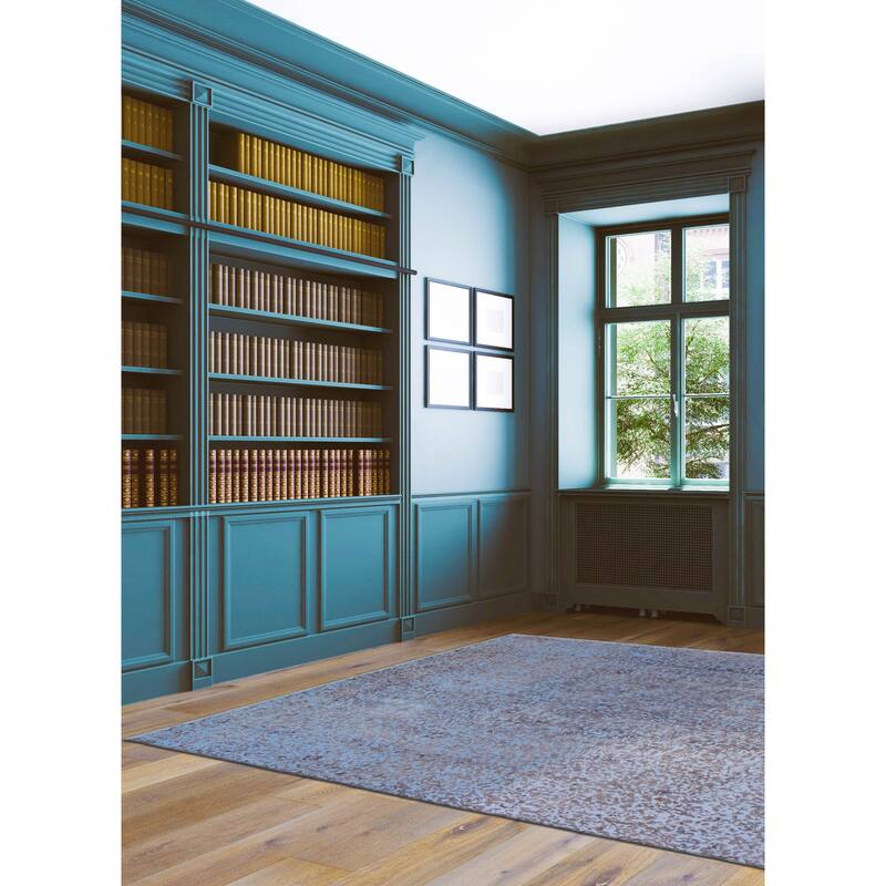 ECARPETGALLERY Hand-knotted Color Transition Denim Blue Wool Rug - 7'9 x 11'5