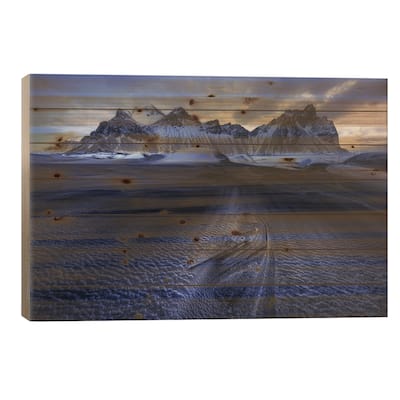 Stokksnes Winter Blue Hour Print On Wood by Daniel Gastager - Multi-Color